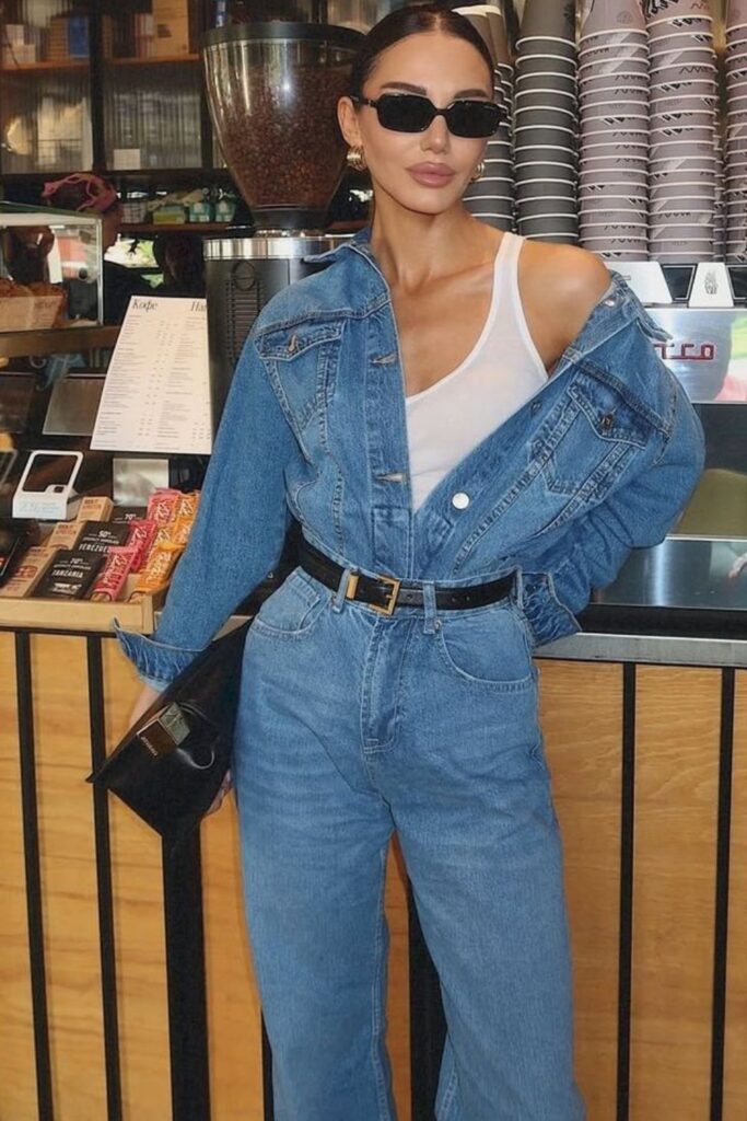 Denim on Denim Outfits Are Back and This List Proves It Was Never a Mistake off-the-shoulder edge