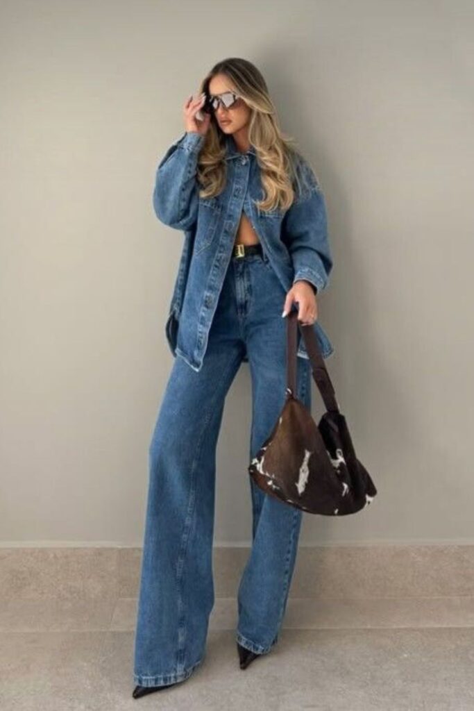 Denim on Denim Outfits Are Back and This List Proves It Was Never a Mistake cowhide accessorized denim