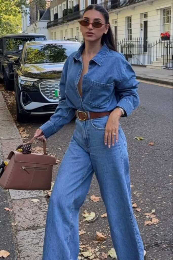 Denim on Denim Outfits Are Back and This List Proves It Was Never a Mistake utility denim jumpsuit