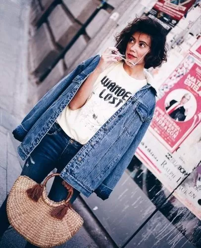 Oversized Graphic Tee with Denim Jacket