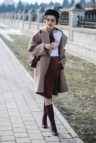 Vintage Band Tee with Long Coat