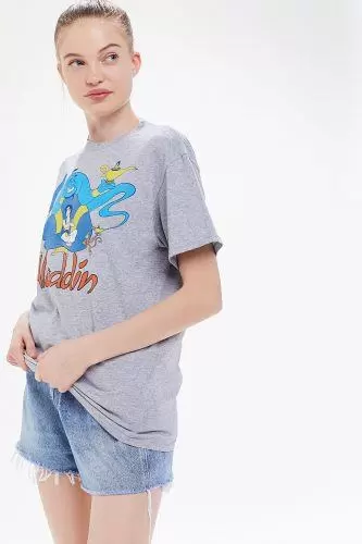 Oversized Graphic Tee with Denim Shorts