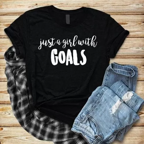 Black Slogan Tee with Jeans