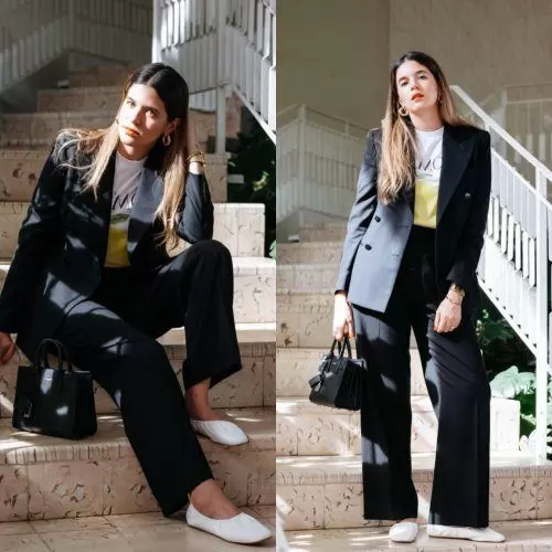 Oversized Black Blazer with Graphic Tee