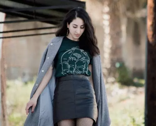 Band Tee with Long Coat