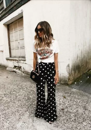 Graphic Tee with Polka Dot Pants