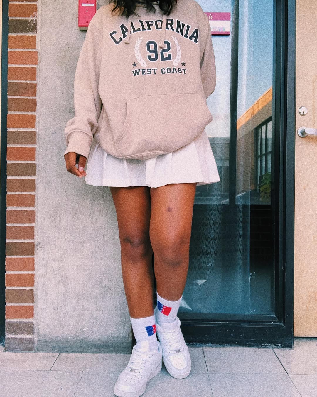 Casual Hoodie and Pleated Tennis Skirt Athleisure Look