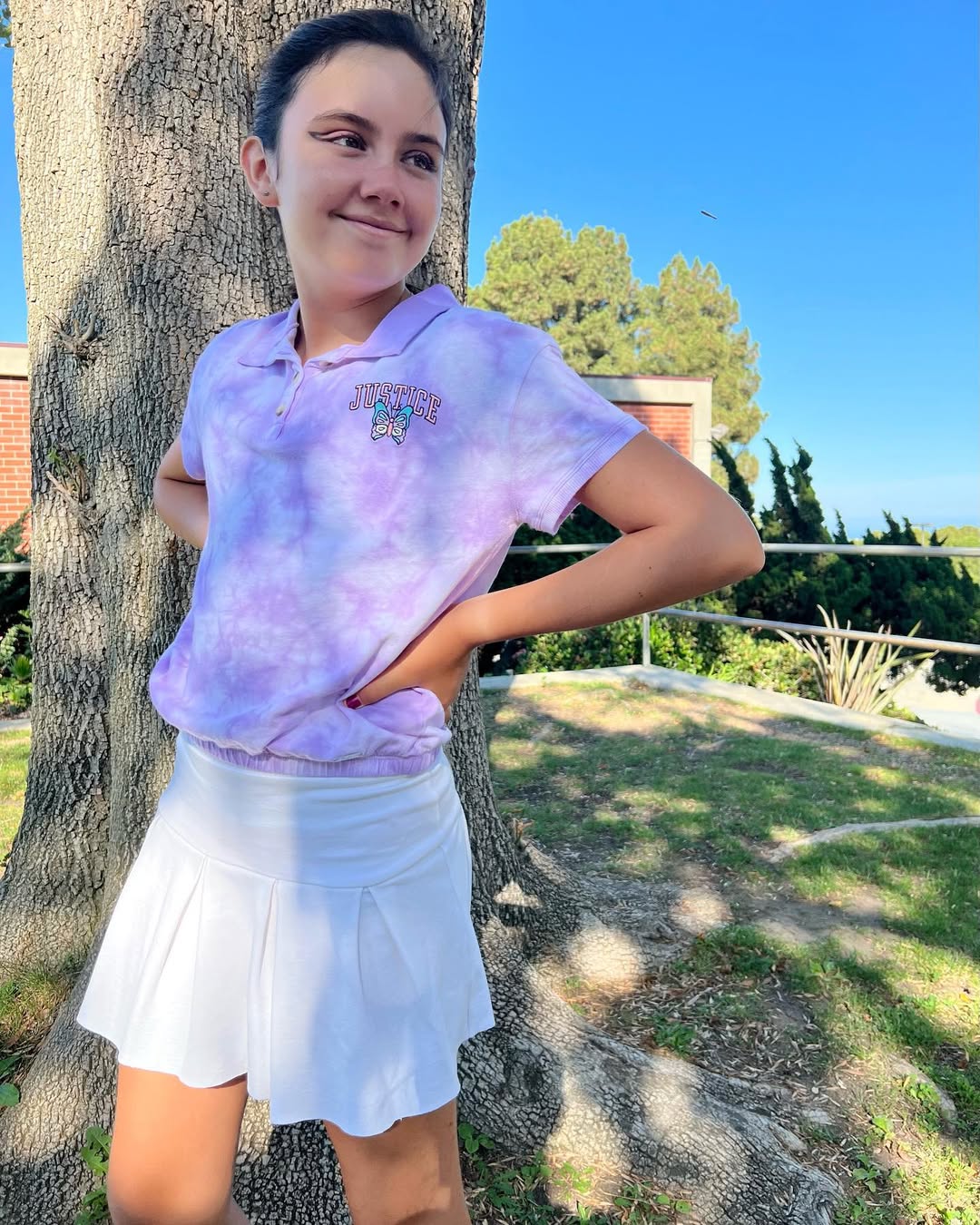 Lavender Tie-Dye Polo With Pleated Tennis Skirt