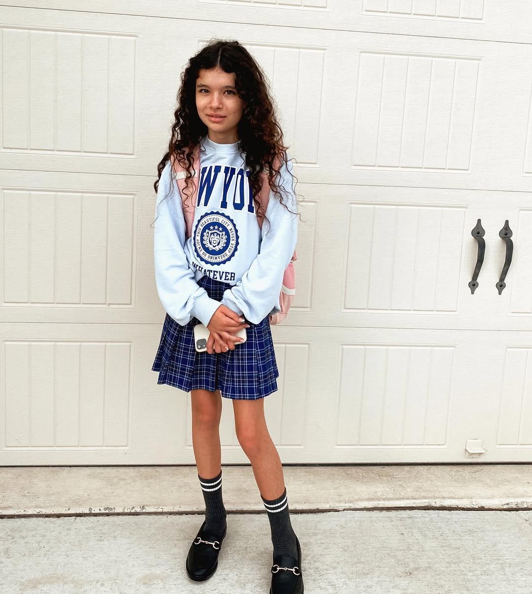 Preppy Plaid Skirt and Sweatshirt Back To School Look