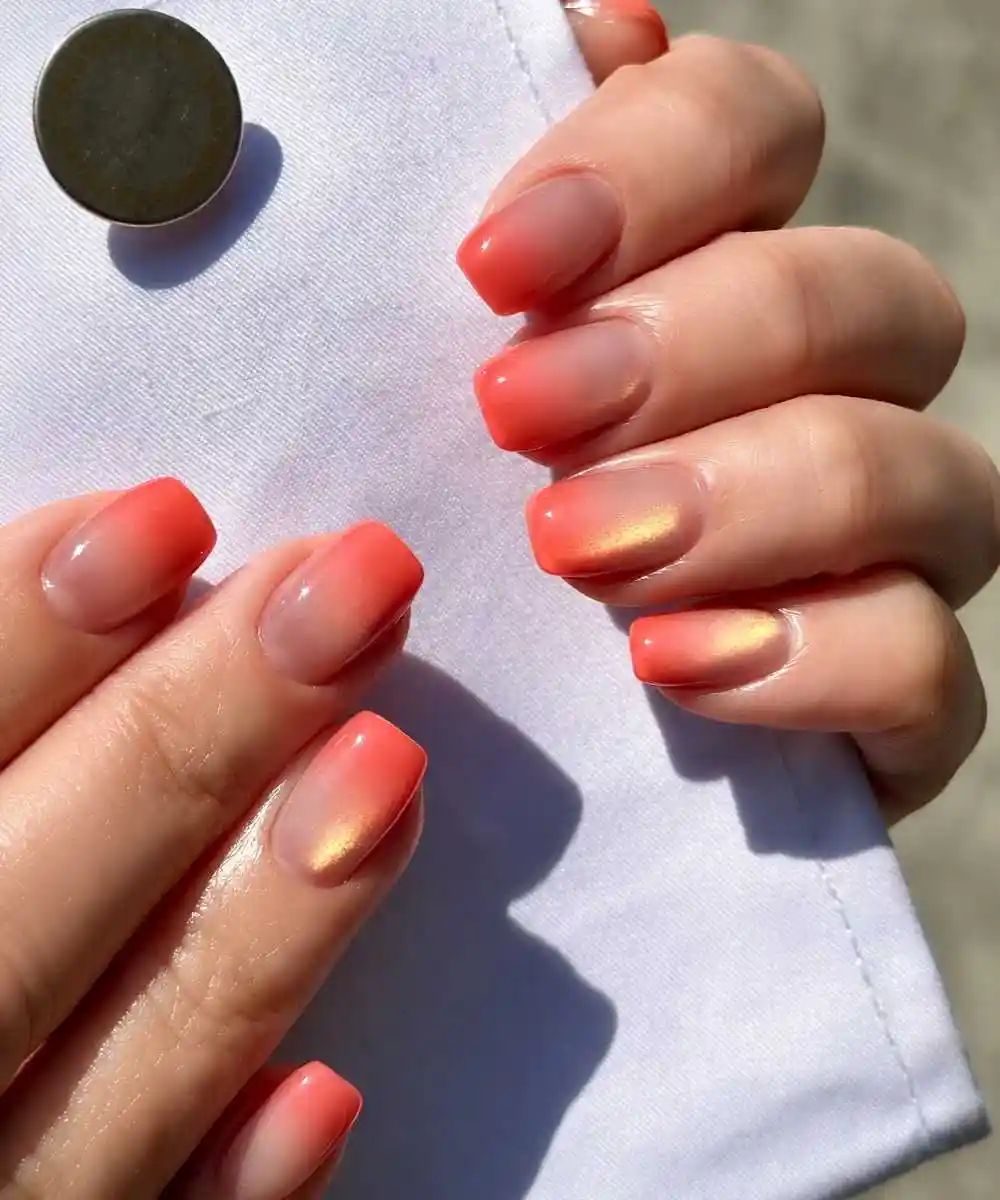 Orange ombre cat eye nails