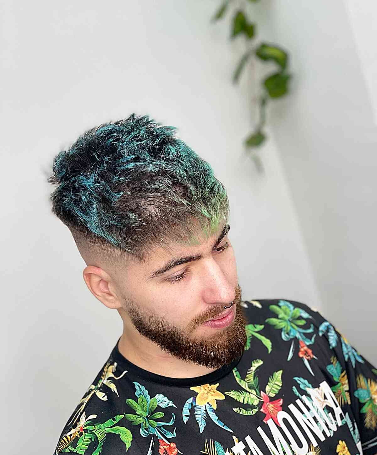 Blue and Green on Mens Natural Black Hair