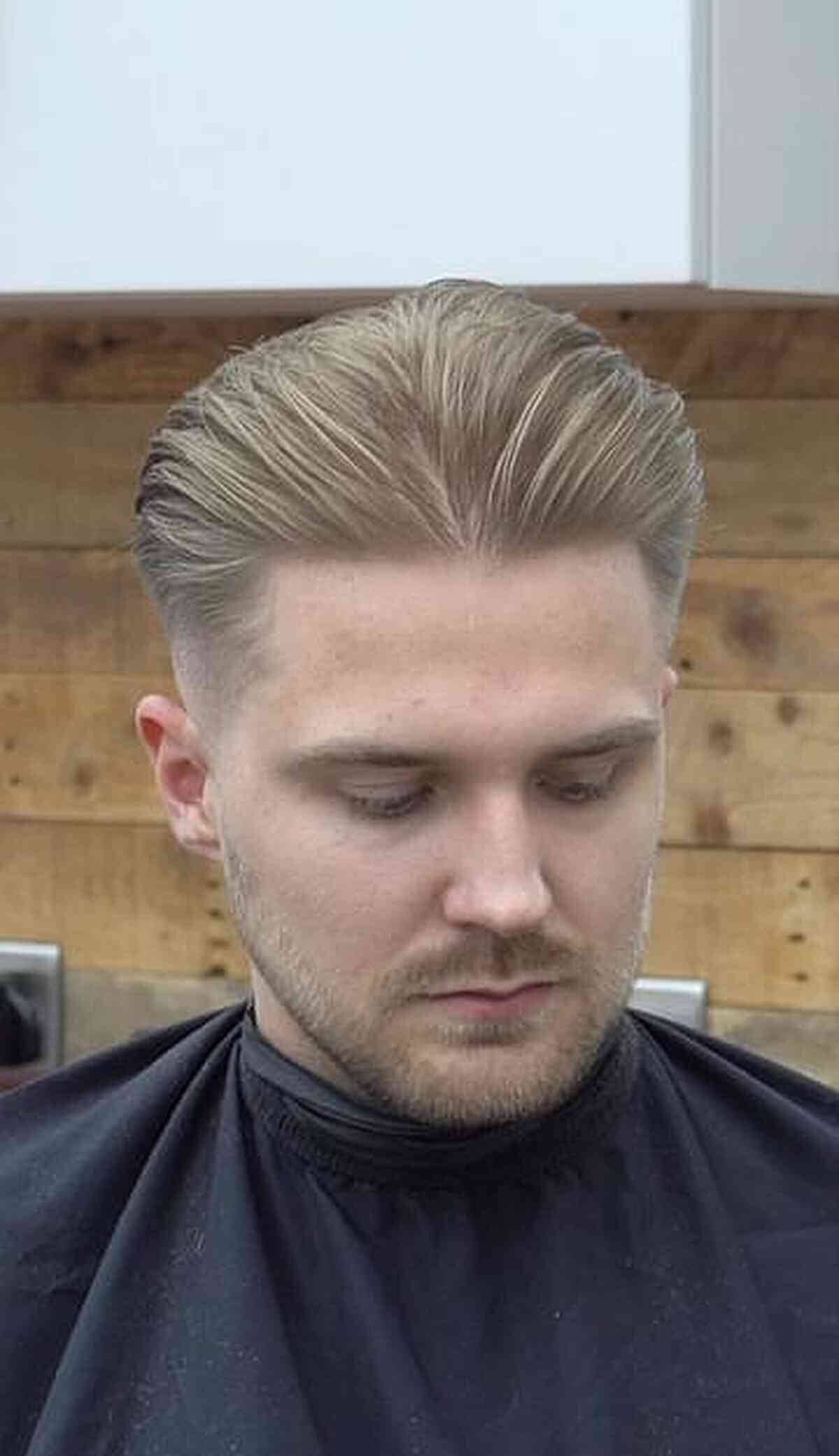 Slicked Back Straight Blonde Hair for Men