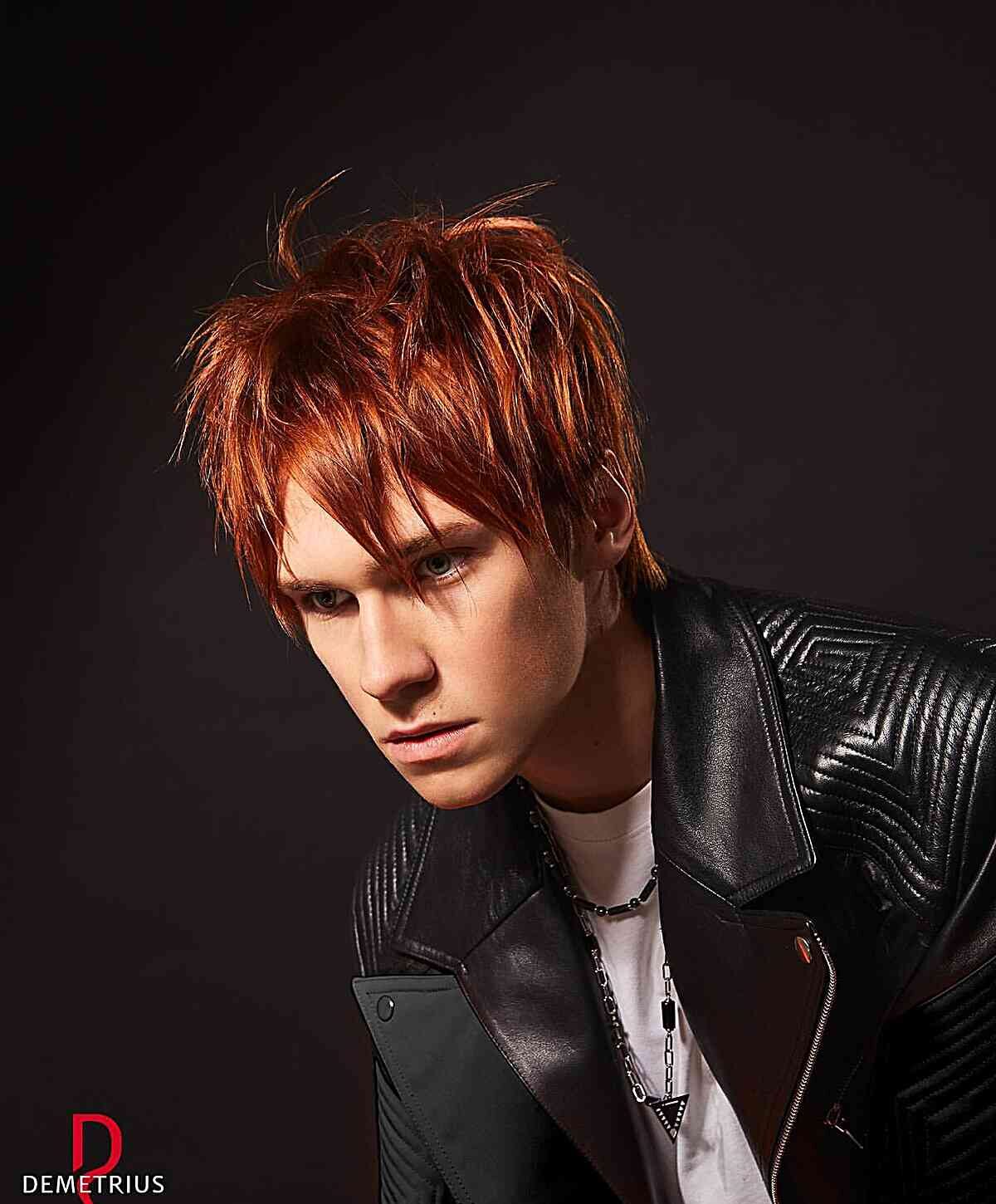 Red hair color for a young man