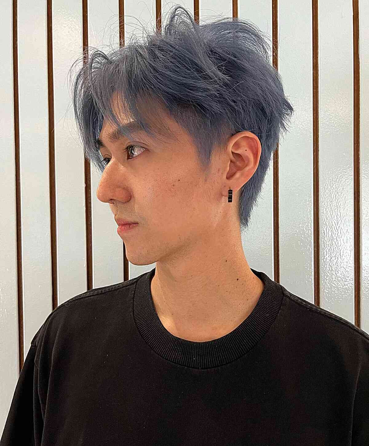 Kpop-Inspired Dark Grey Steele Hair Color for Men