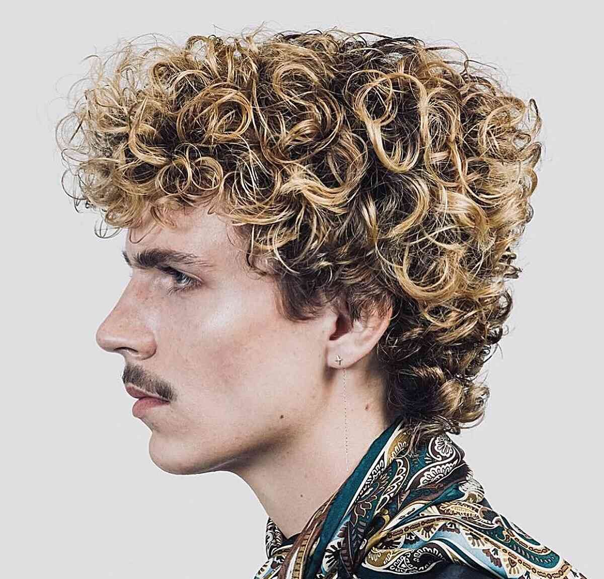 Blonde Highlighted Curls for Men