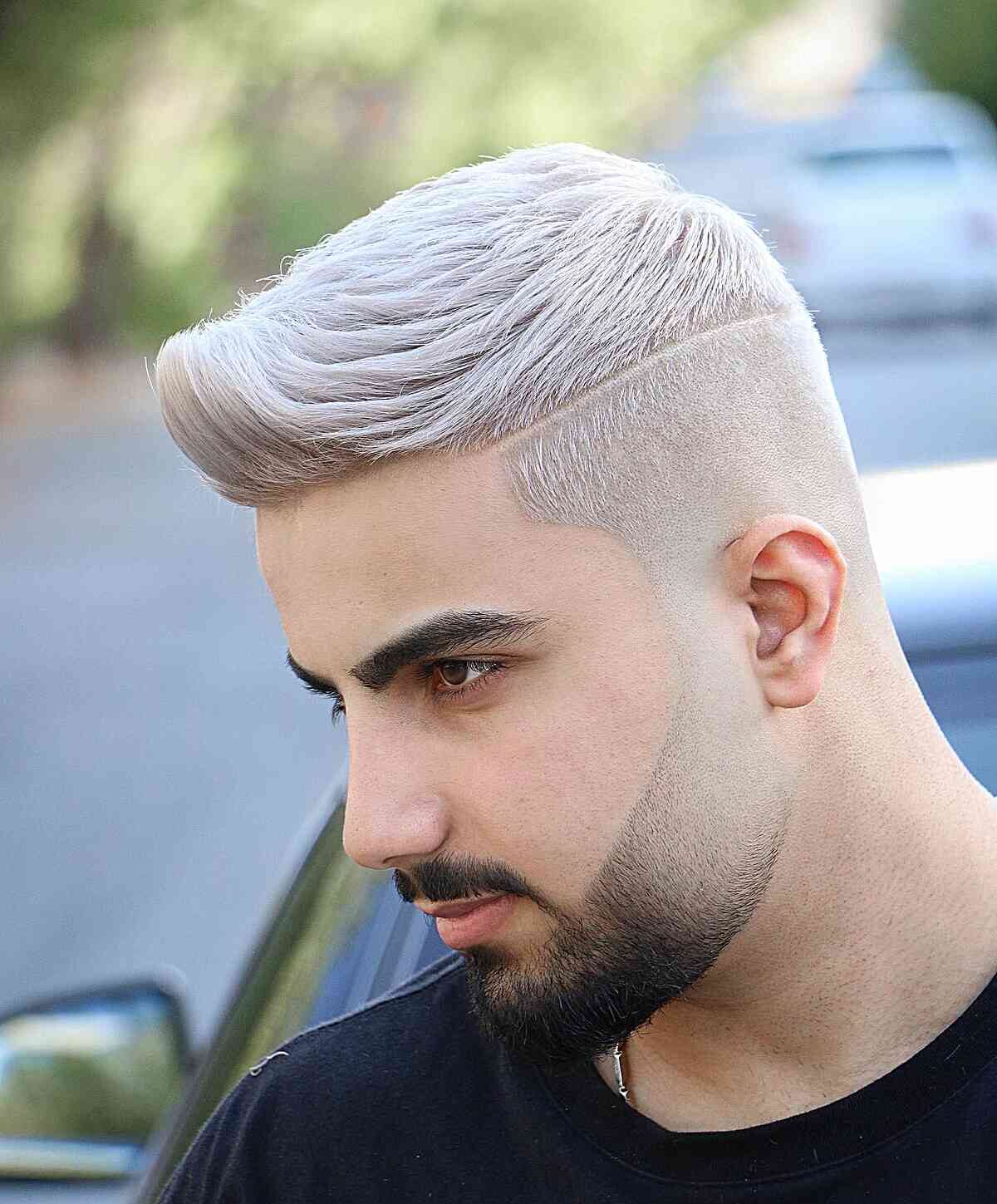 Icy White Platinum Hair Color for Men