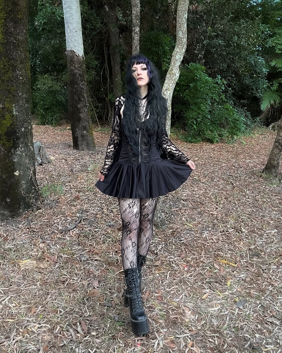 Gothic Lace Dress With Platform Boots