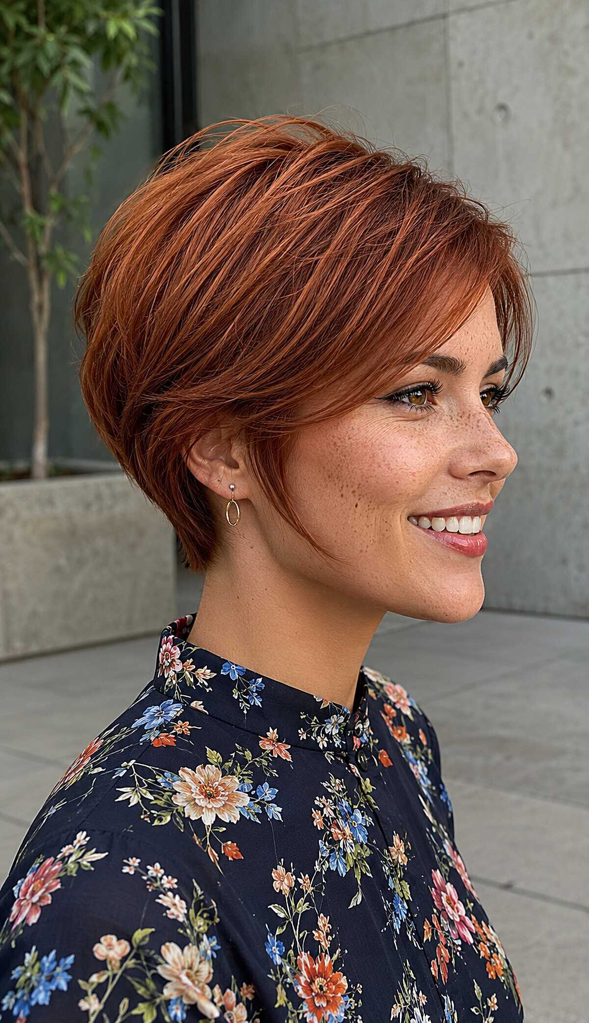 Bright copper feathered graduated pixie bob