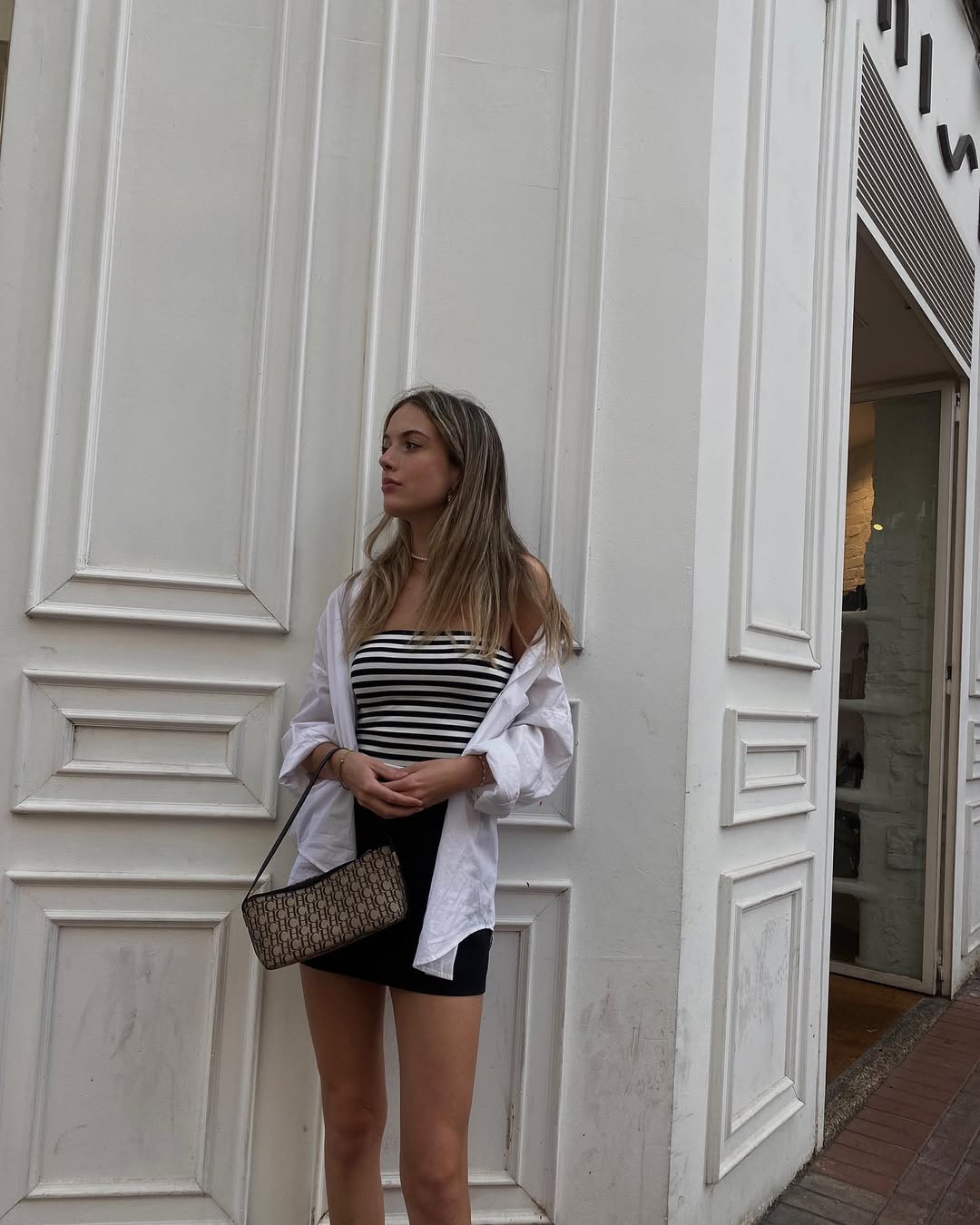 Striped Tube Top And Mini Skirt Casual Cool