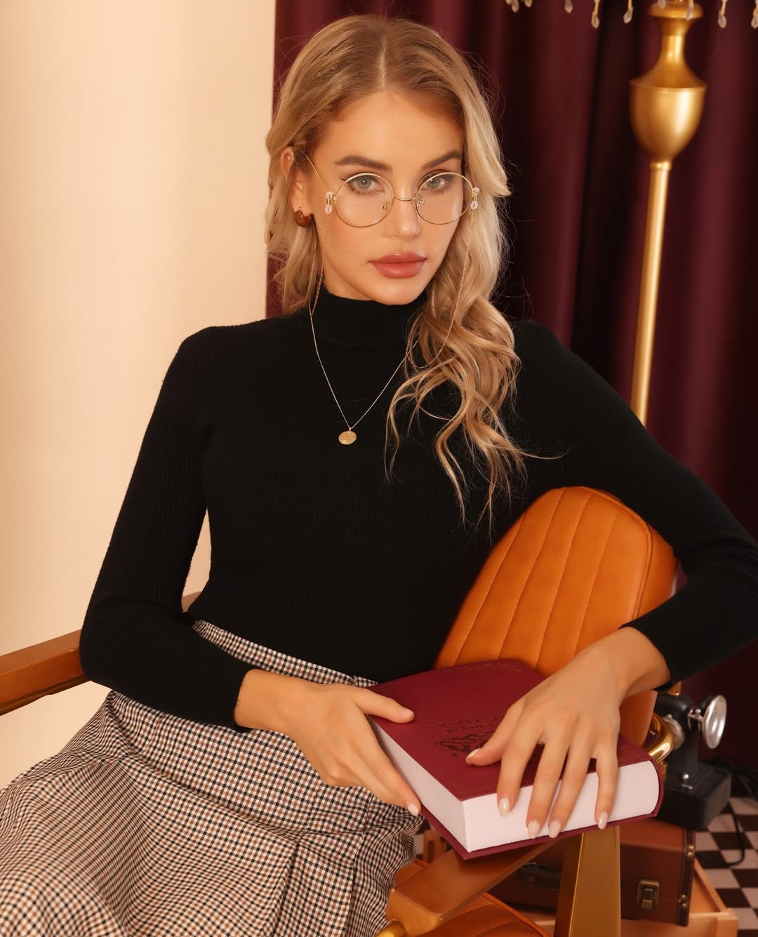 Classic Plaid Skirt With Black Turtleneck Back To School