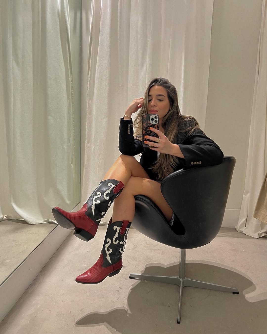 Bold Cowboy Boots With A Chic Blazer