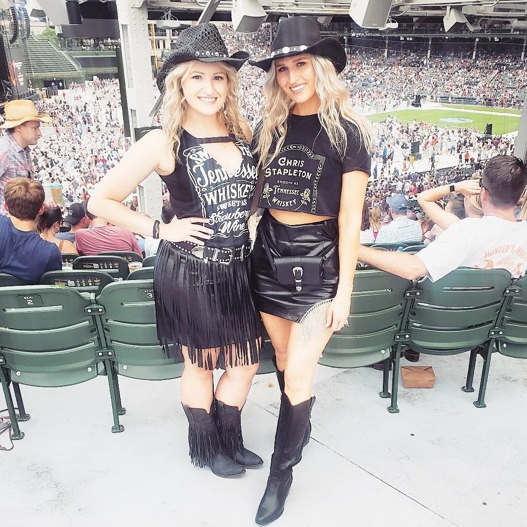 All Black Fringe And Leather Concert Outfit