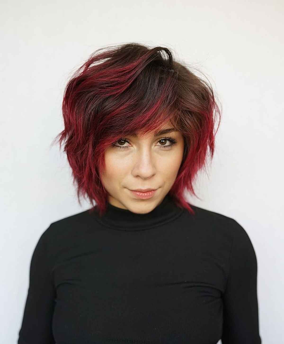 29 Short Hair Ideas with Side Bangs That Look Instantly Stylish Messy Shag with Long Side Bangs