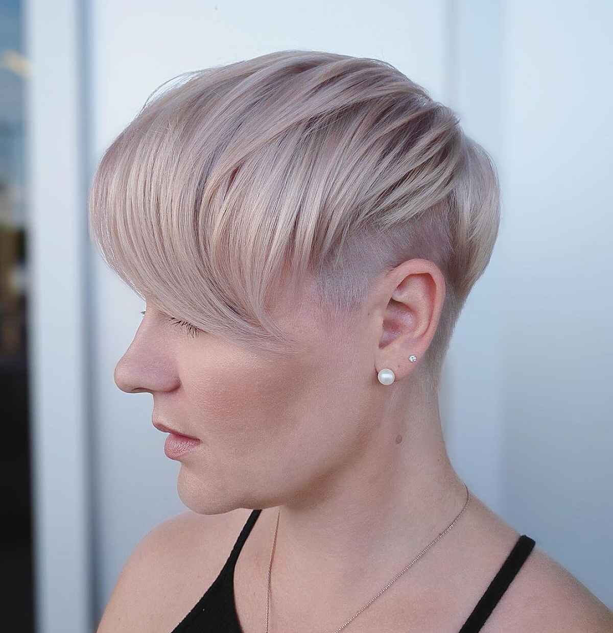 29 Short Hair Ideas with Side Bangs That Look Instantly Stylish Short Hair with an Undercut and Swooping Bangs