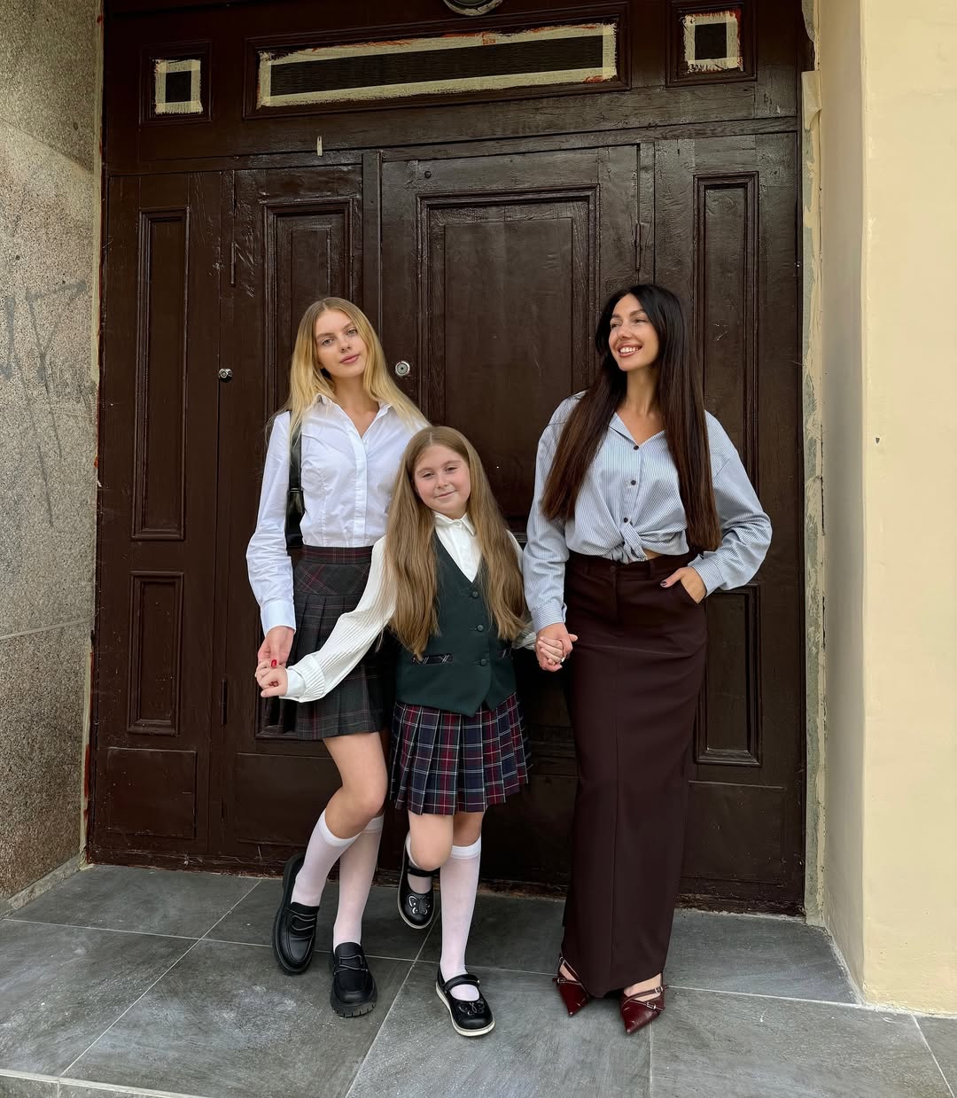 Classic Plaid Skirt With Button-Down School Uniform