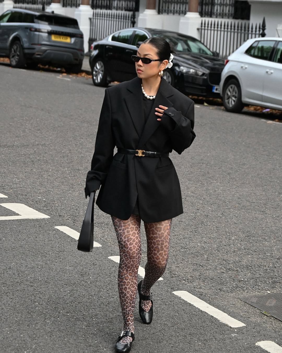 Leopard Tights With Oversized Blazer Power Look