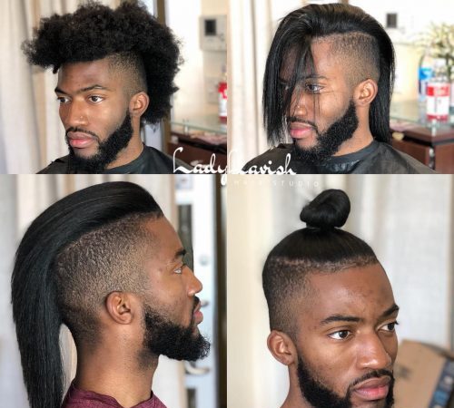 Man Bun for Shoulder-Length Hair with High Temp Fade