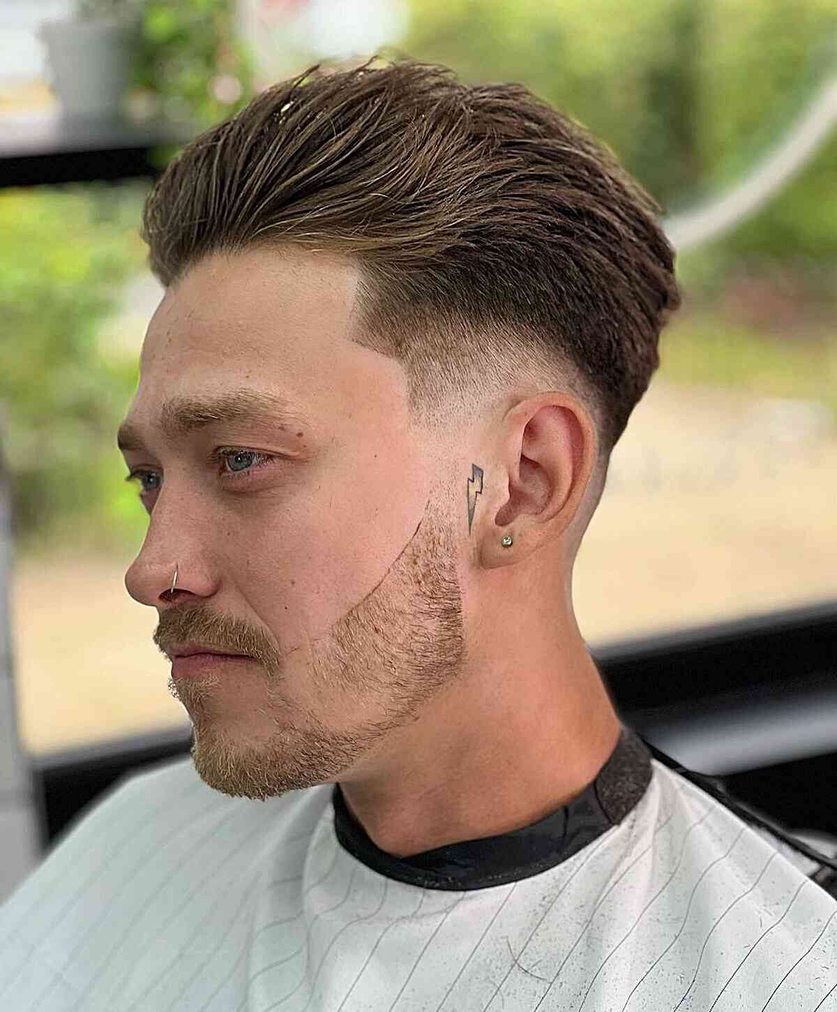 Brushed Back Hair with Mid Skin Fade