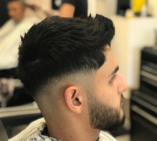 Mid-Length Haircut and Beard with Mid Taper Fade