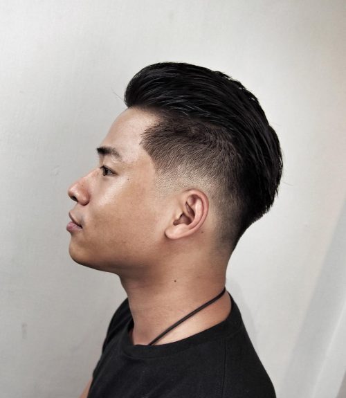 Short Sides Long Top Haircut with Low Drop Fade