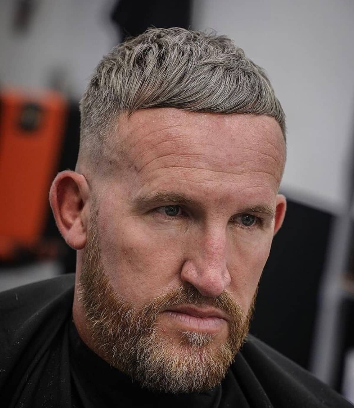 Long on top with short sides for older men