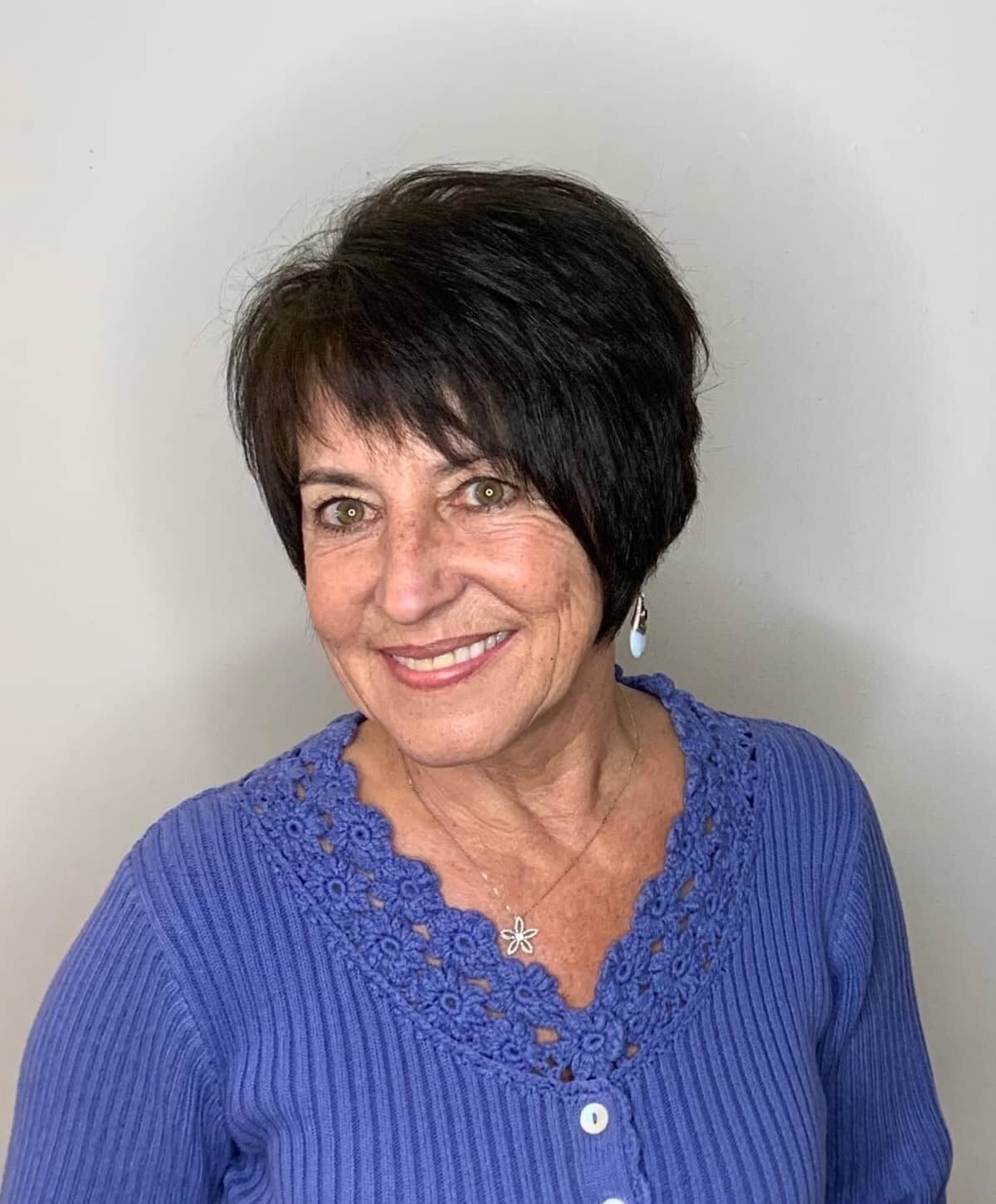 Asymmetric Stacked Bob for women passed their sixties