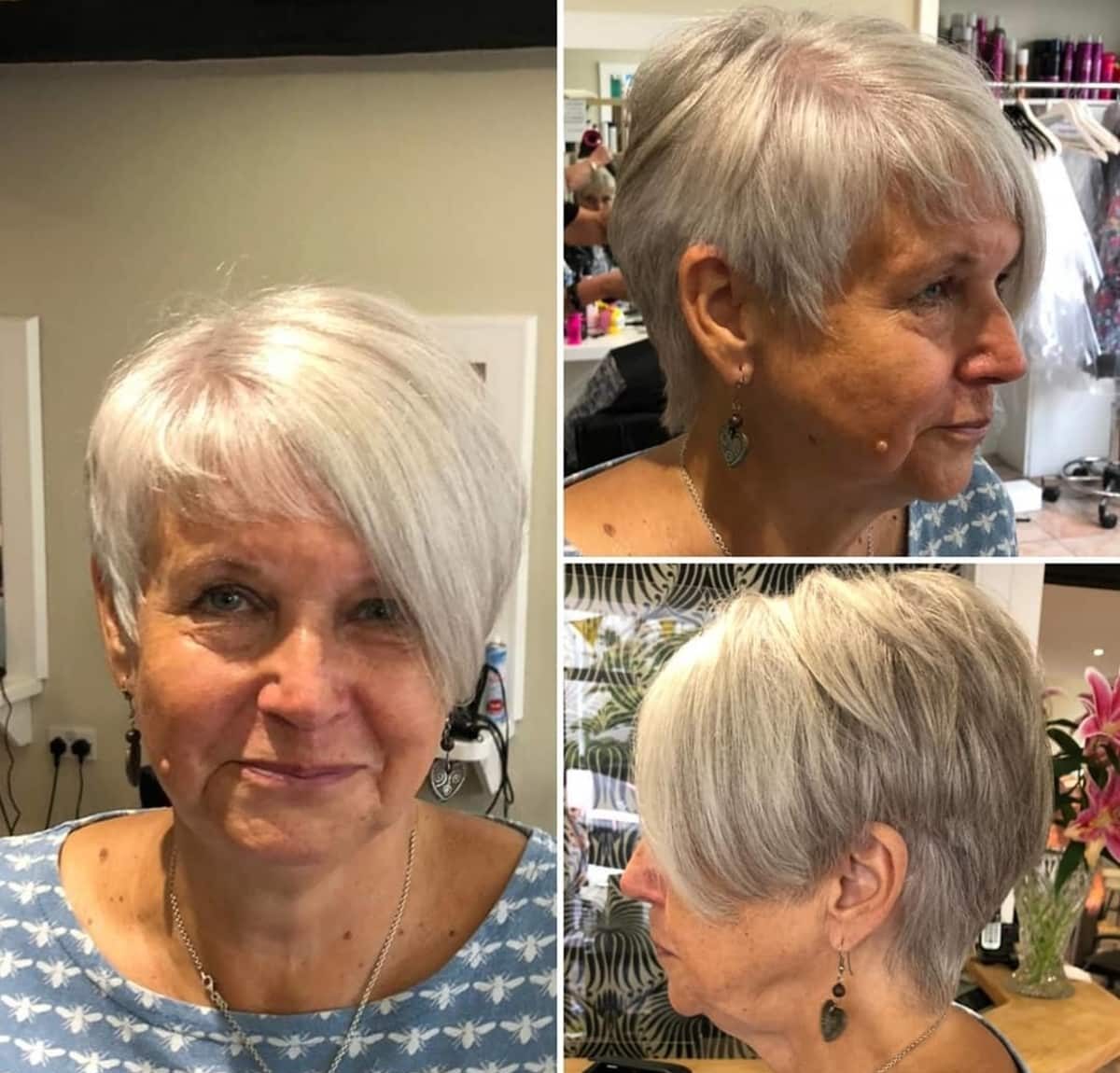 Asymmetrical Layered Haircut for women in their 60s with Thin Hair