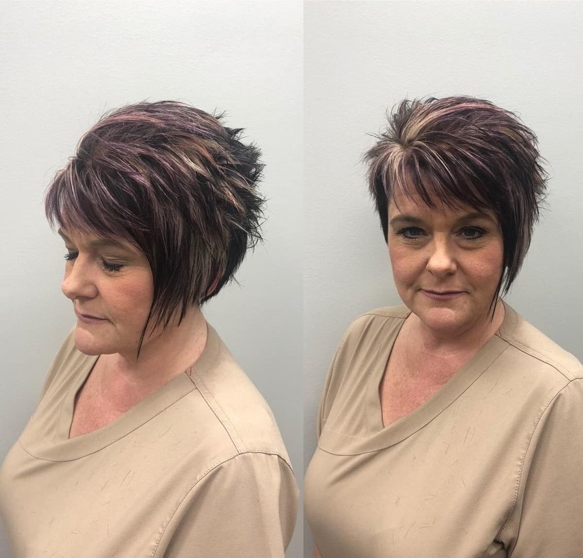 Asymmetrical Short, Sassy and Stacked Cut for women in their 60s