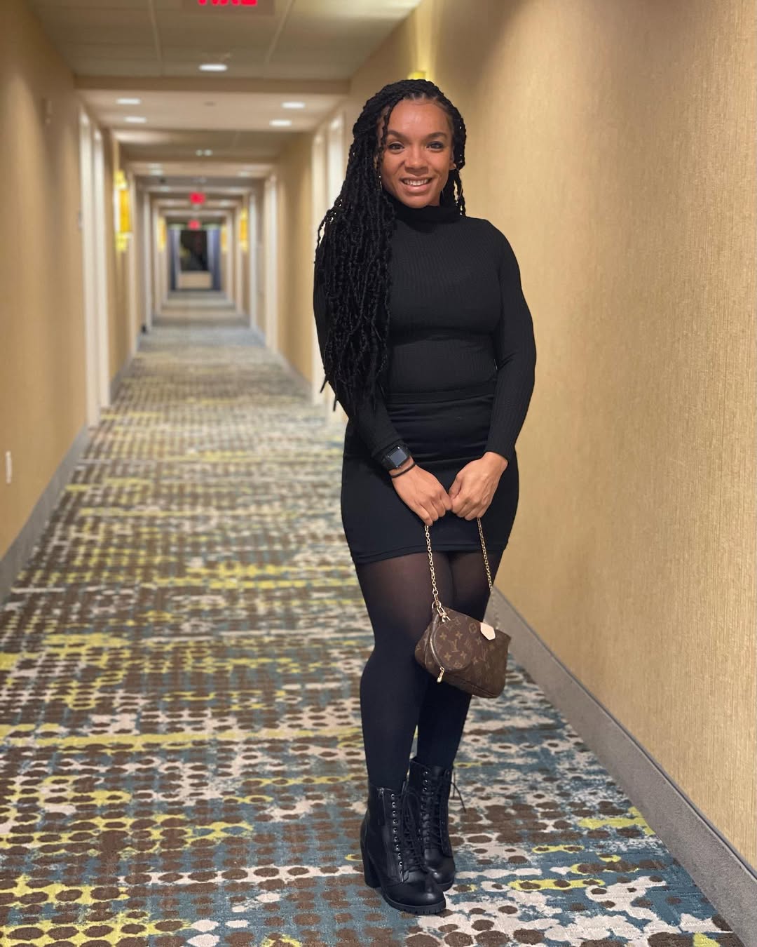 All Black Ribbed Dress With Combat Boots