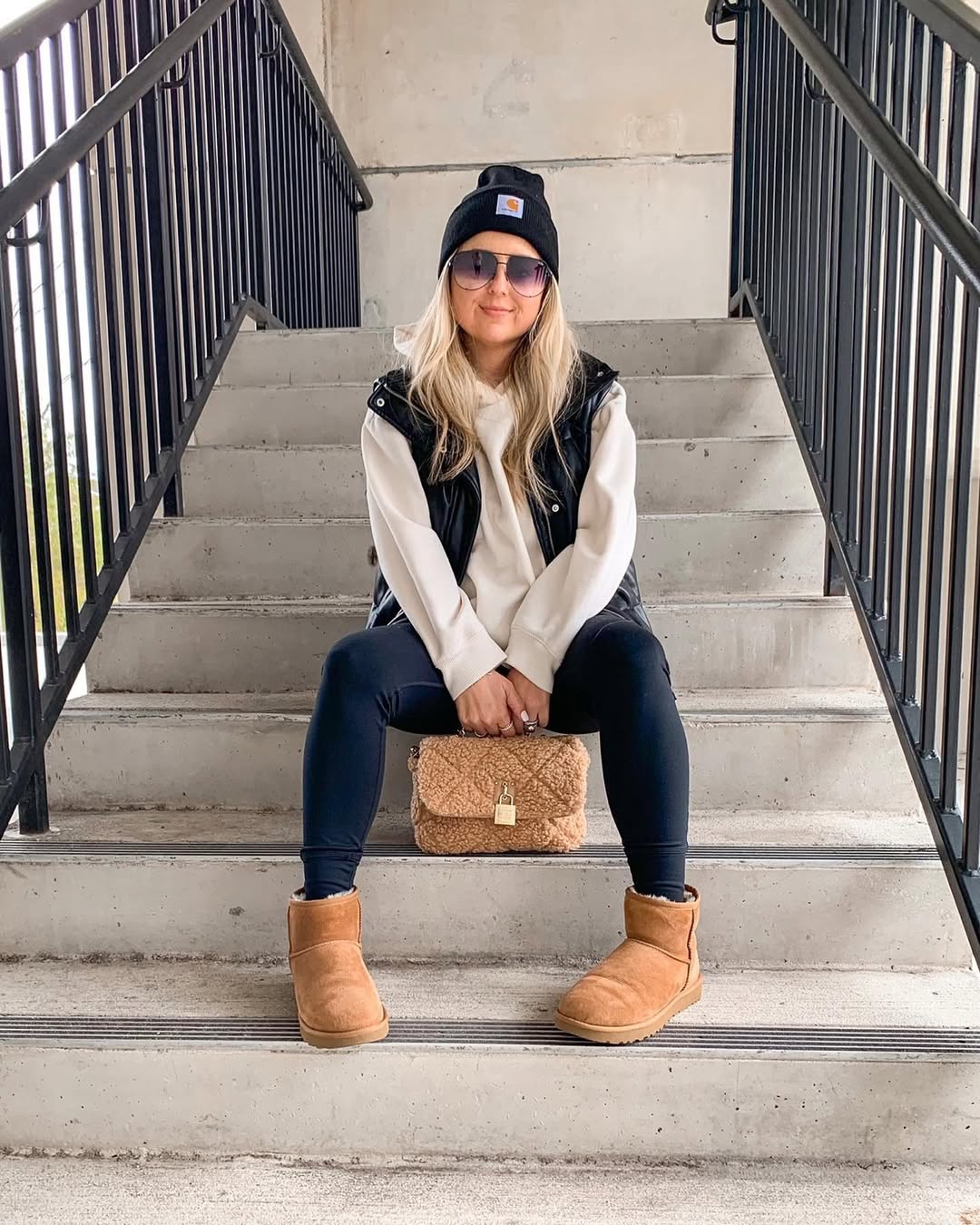 Cozy Puffer Vest With Uggs And Teddy Bag