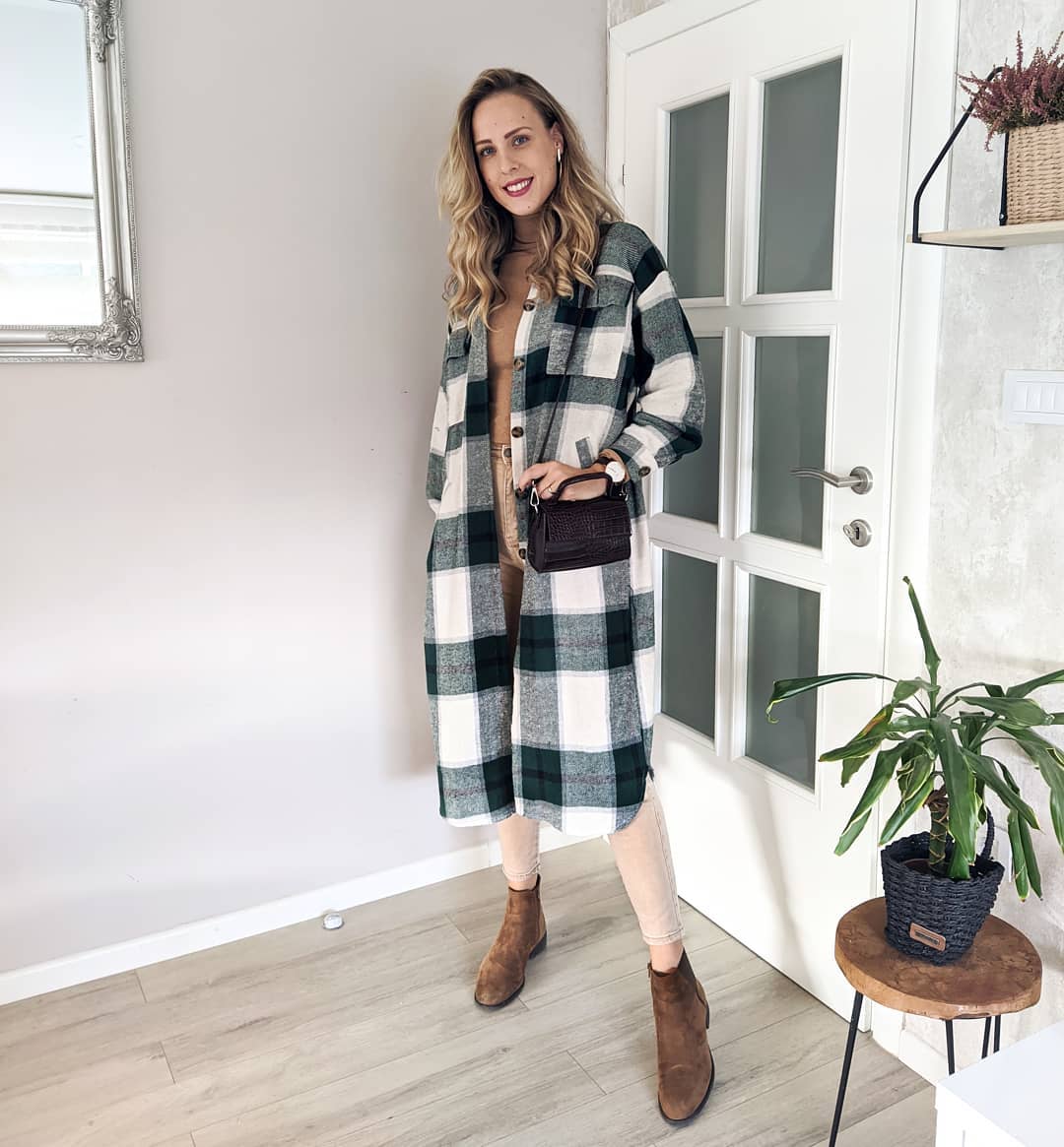 Green Plaid Shacket Cozy Fall Layering