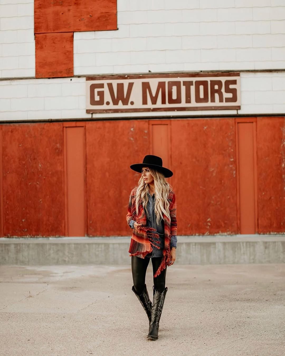 Striped Western Cardigan With Leather Pants