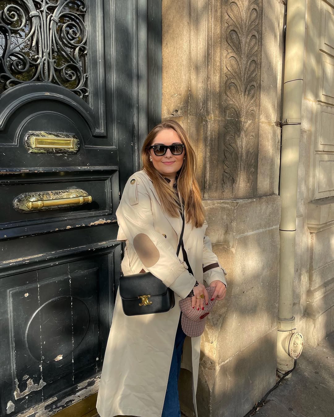 Classic Trench Coat With Denim And Leather Crossbody