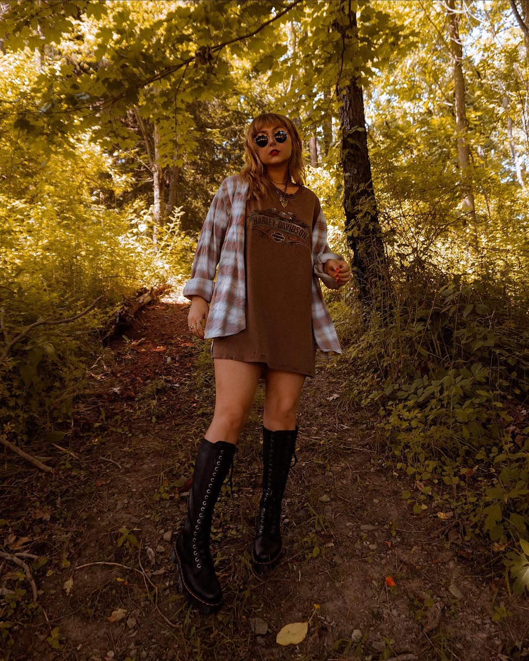 90s Harley Davidson T-Shirt Dress With Combat Boots