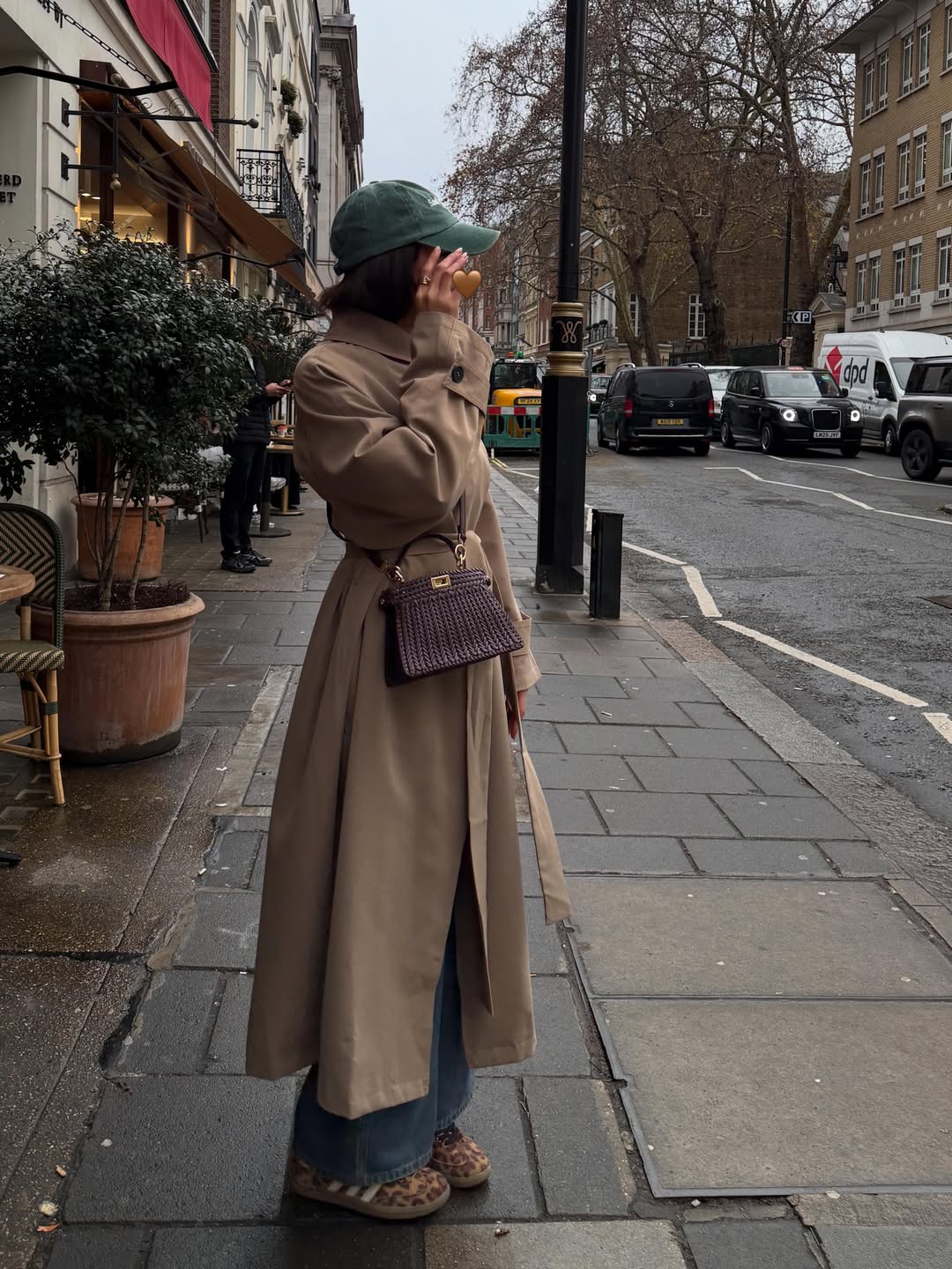 Classic Trench With Wide Leg Jeans and Leopard Flats