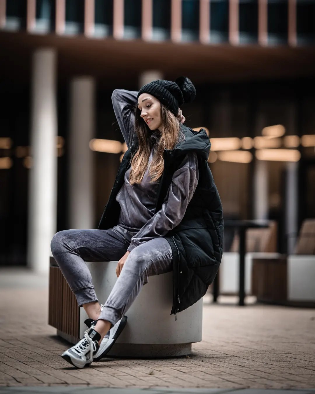 Velvet Joggers and Puffer Vest Casual Cool