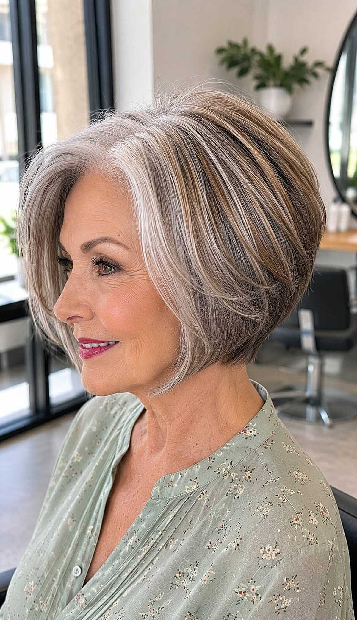 Dimensional highlighted stacked A-line bob