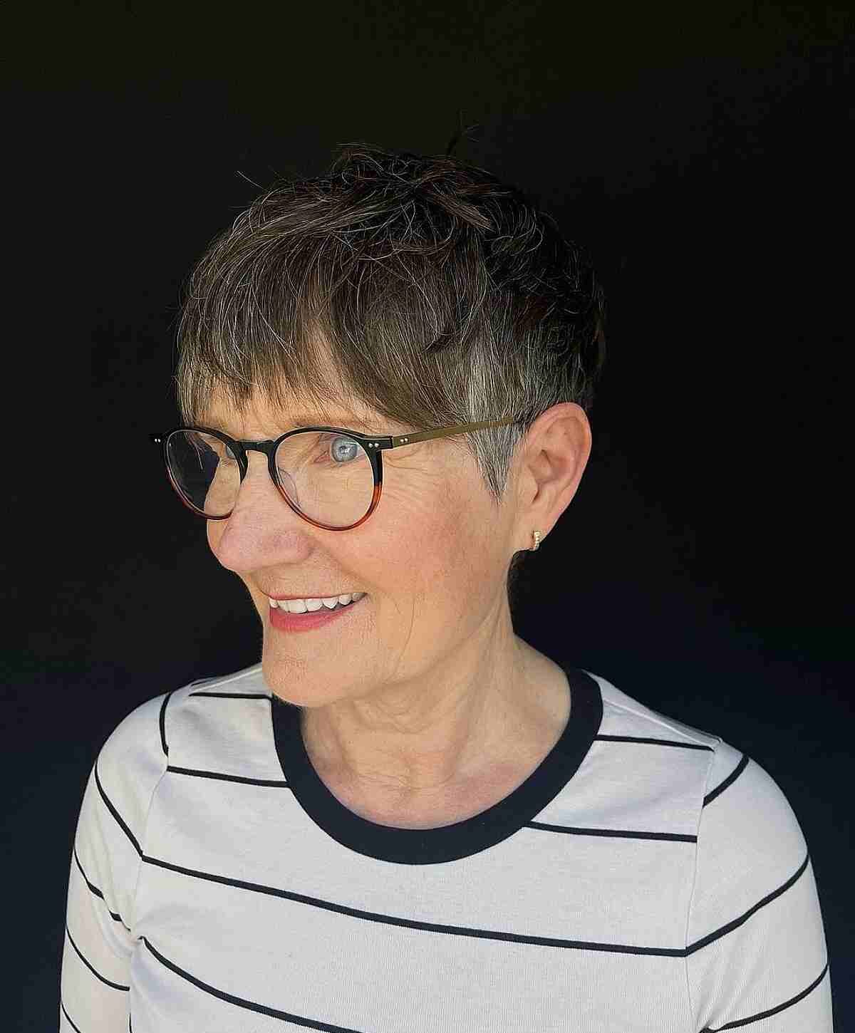 Thin Pixie for Women Over 70 with Glasses