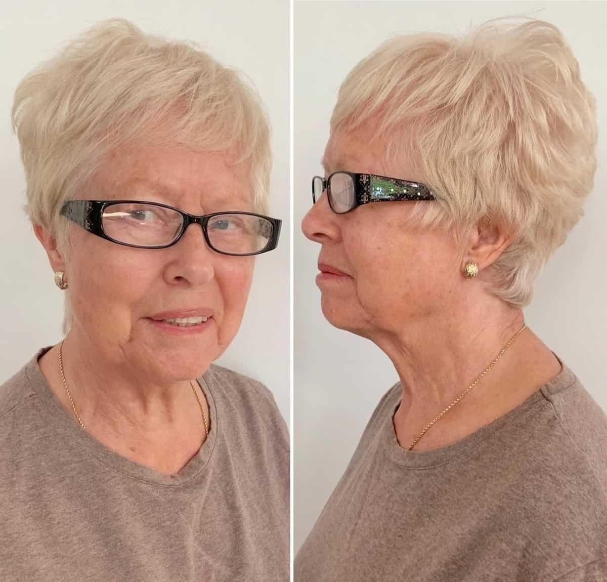 Feathered Pixie for Older Women with Glasses