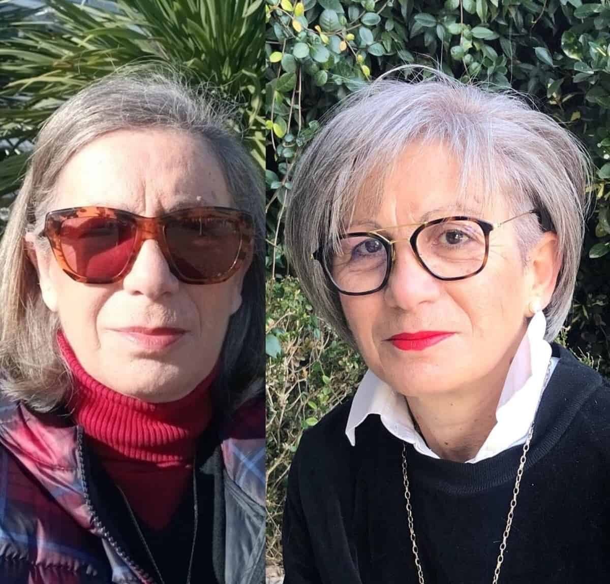 Short Bob for Women Over 70 with Glasses